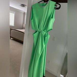 Sandro neon green midi dress with a twist Size S